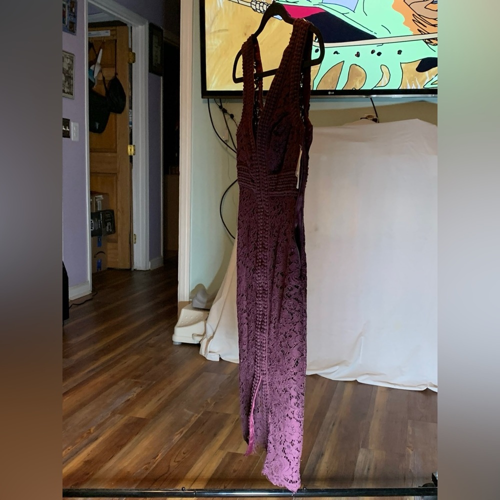 Bardot Deep Purple Lace Midi Dress - Picture 2 of 11